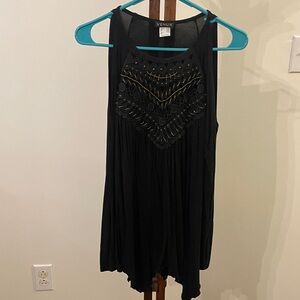 VENUS Black Top with Gold Detailing Cut Out Shoulder